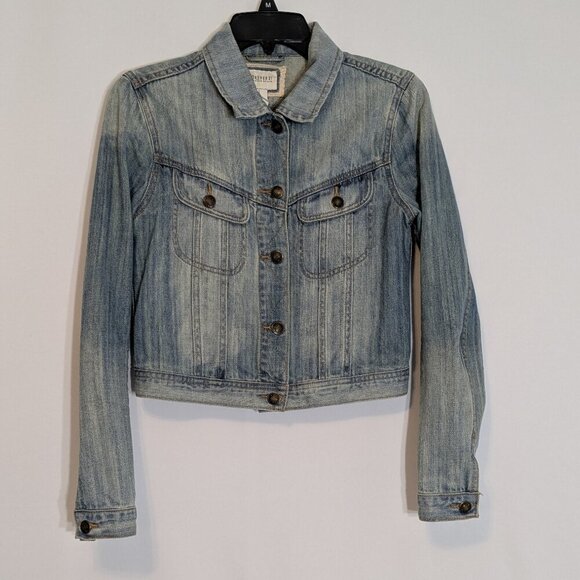 FOREVER 21 Cropped Blue Denim Button Jean Jacket; Size S - Picture 1 of 4